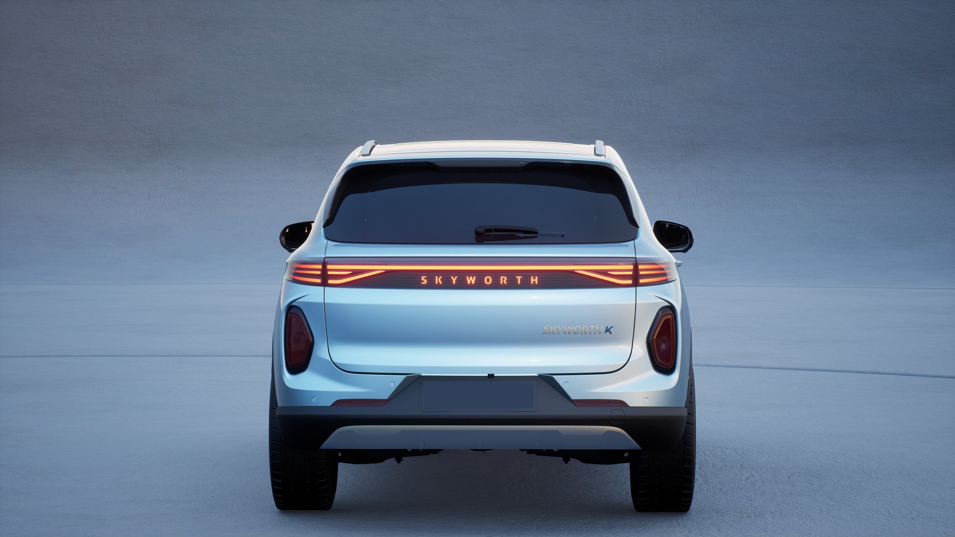 Skyworth E6 exterior — rear with full-width light bar