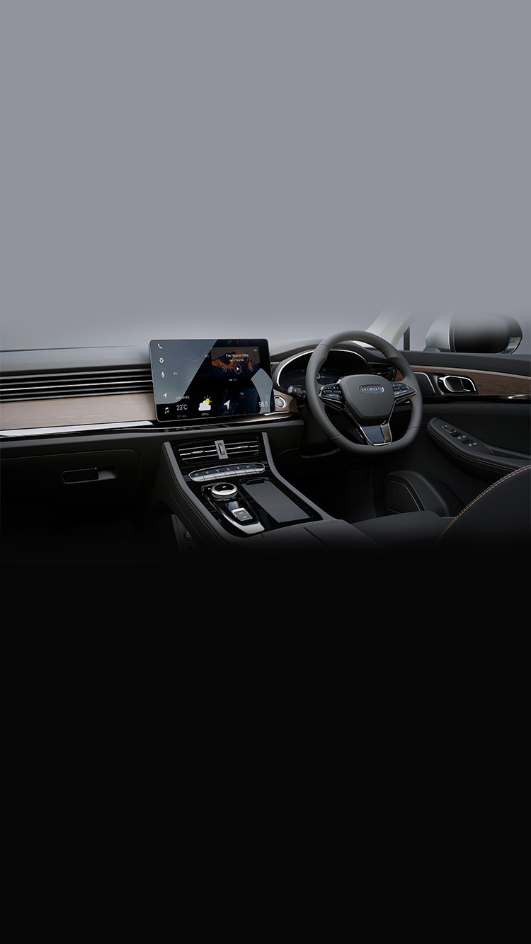 Skyworth E6 interior — driver view, infotainment screen